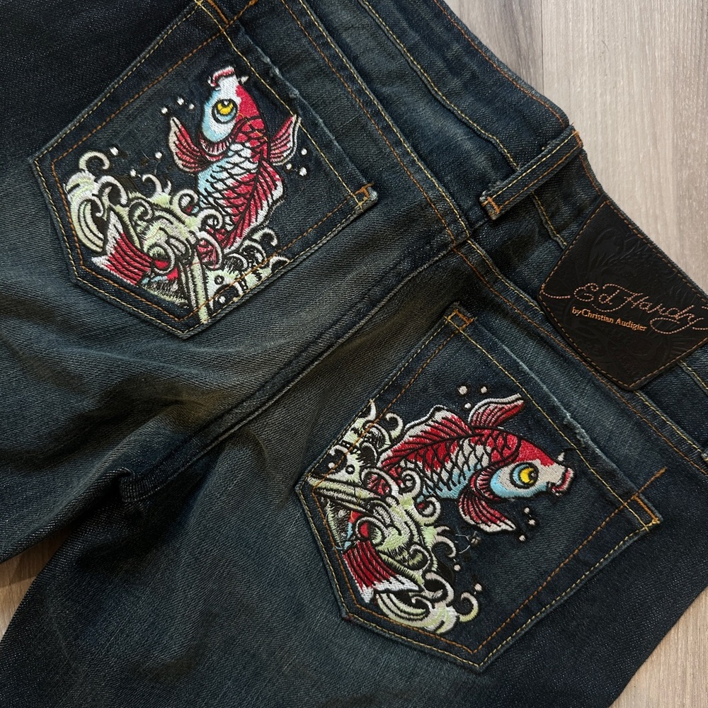 Brand new never worn Ed Hardy jeans with vintage Koi Fish